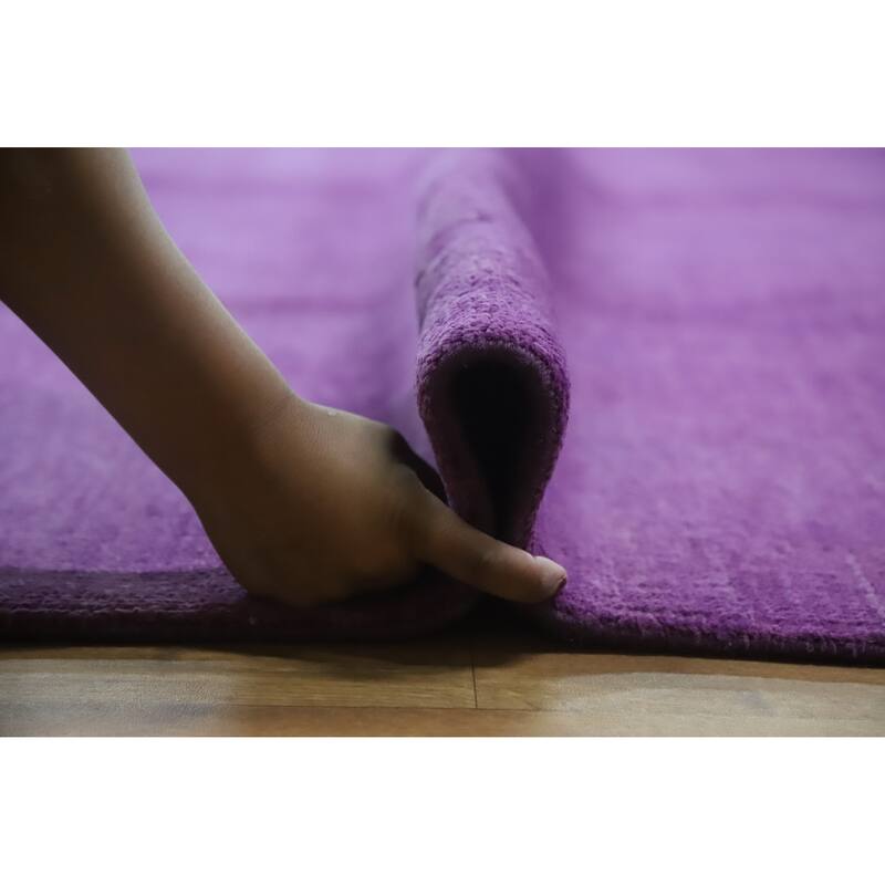 Hand Knotted Oriental 100% Wool Carpet Modern Solid Purples Gabbeh Area Rug - 12' 3'' X 8' 11''