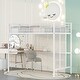 preview thumbnail 1 of 11, Minimalist Design Twin Size Metal Loft Bed with Grid,Metal Horizontal Slatted Headboard And Footboard,Spacious Work-Desk White