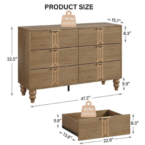 Multi Pattern Drawers Modern Wooden 6 Drawers Dresser with Pattern Design - Bed Bath & Beyond ...
