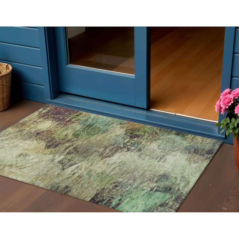 HomeRoots Abstract Transitional Rectangle Outdoor Rug - 3' x 5'