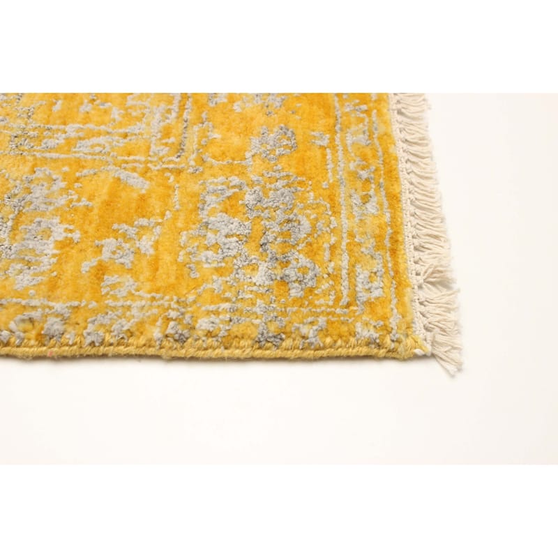 ECARPETGALLERY Hand-knotted Heritage Gold Silk, Wool Rug - 2' 6" x 13' 8"