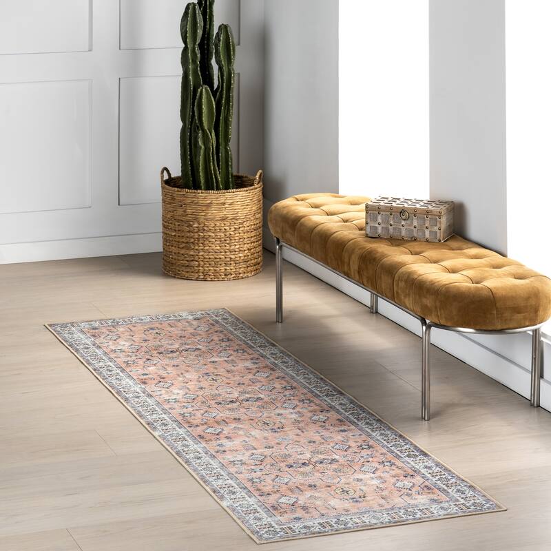 Nuloom Smart Plus with SplashGuard Area Rug - 2' 6" x 8' - Peach - Runner
