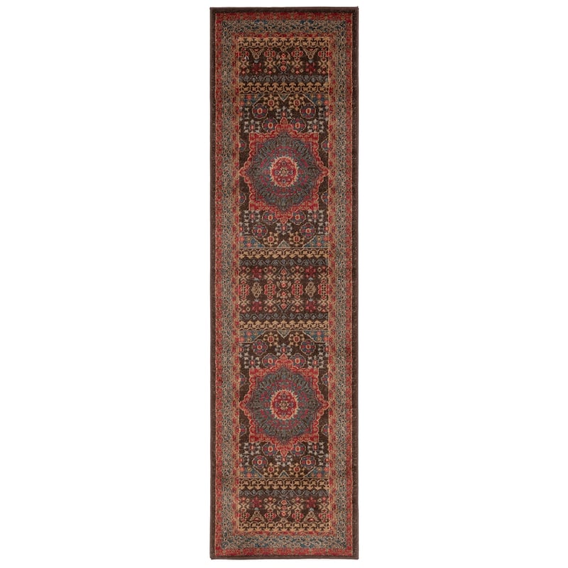 SAFAVIEH Mahal Carlene Traditional Oriental Rug - 2'2" x 6' Runner - Navy/Red