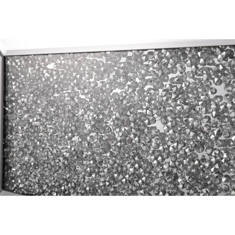 Freestanding Silver TV Fireplace Cabinet with 3D Realistic LED Flames, Acrylic Crystal Design, and Remote Control
