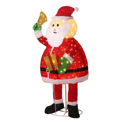 6FT Lighted Santa Claus Holding Bell Christmas Yard Decorations - Red