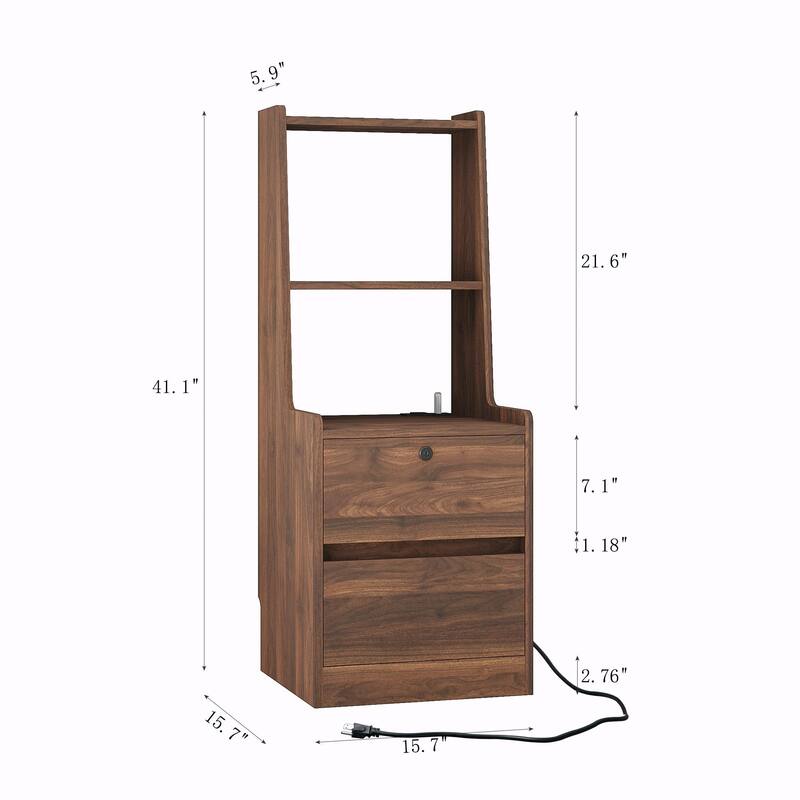 Modern Smart Nightstand with Charging Station and Night Light