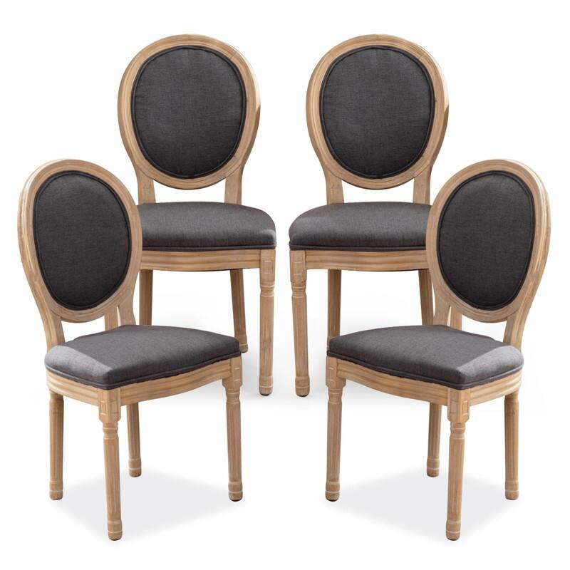 Upholstered French Style Nailhead Dining Chairs(Set of 4)