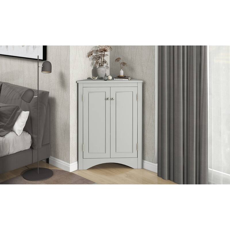 Triangle Bathroom Storage Cabinet: Adjustable Shelves - Freestanding Floor Cabinet for Home & Kitchen