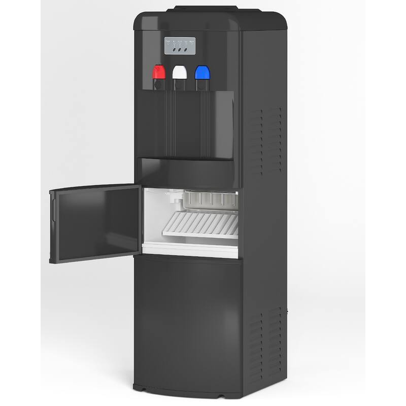3 in 1 Water Dispenser with Ice Maker, Cold/Hot Temperature, 3 or 5 Gallon, Top Loading,Black