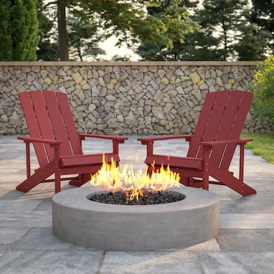 Outdoor All-Weather Poly Resin Wood Adirondack Chairs (Set of 2)