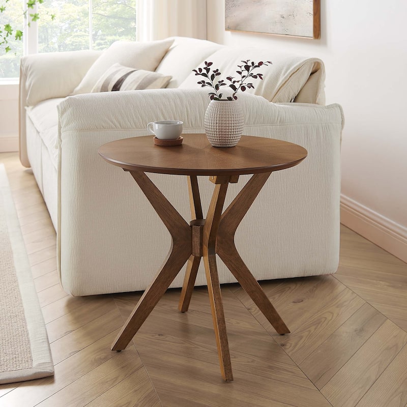 Crossroads 24" Round Wood Side Table - 24" x 24" - Walnut
