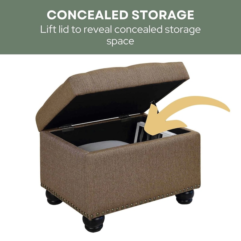 Upholstered Storage Ottoman with Functional Storage Space and Seating Solution for Modern Living Spaces