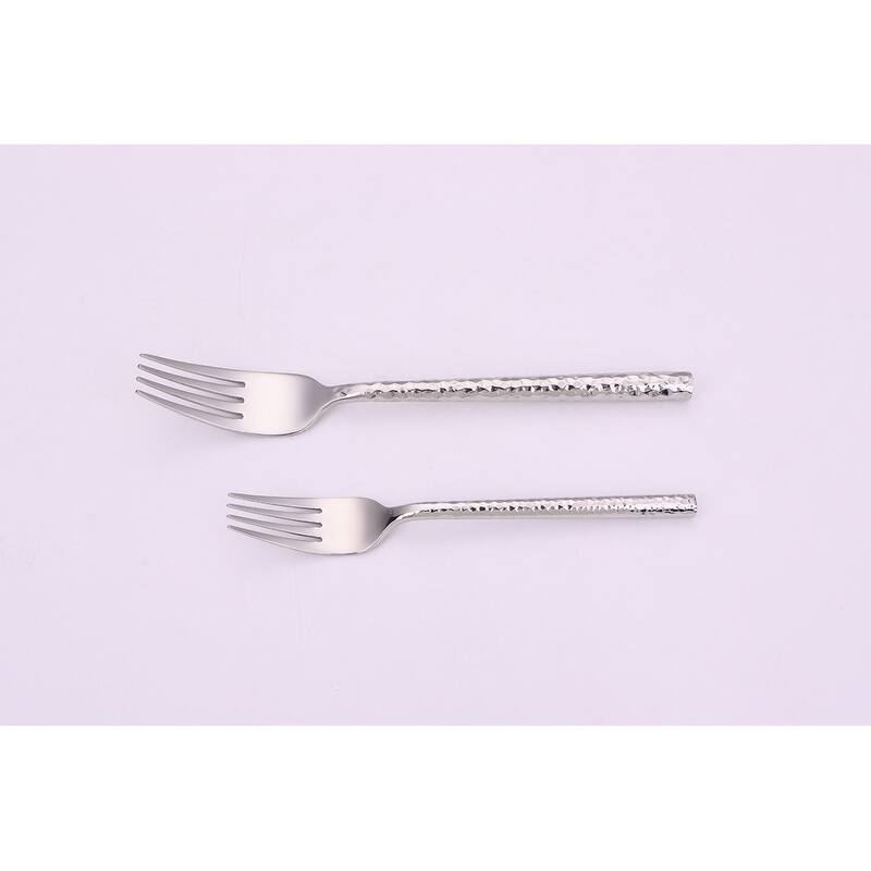 20 Pc Flatware Set Pebbled Silver - Service For 4