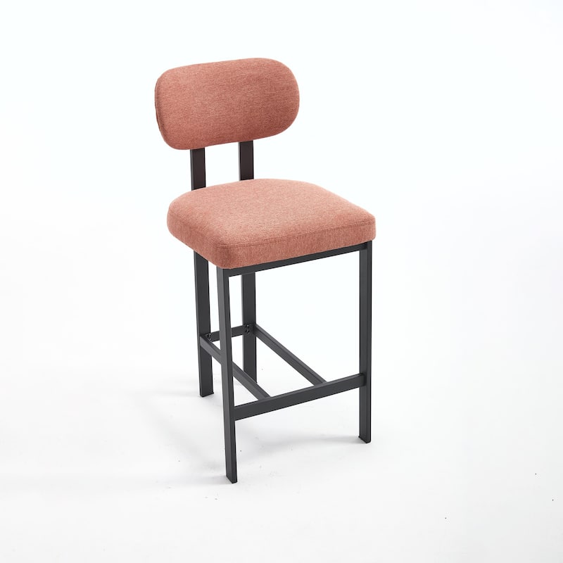 Bar Stools Set of 2, 26 Inch Modern Upholstered Fabric Counter Height Barstools