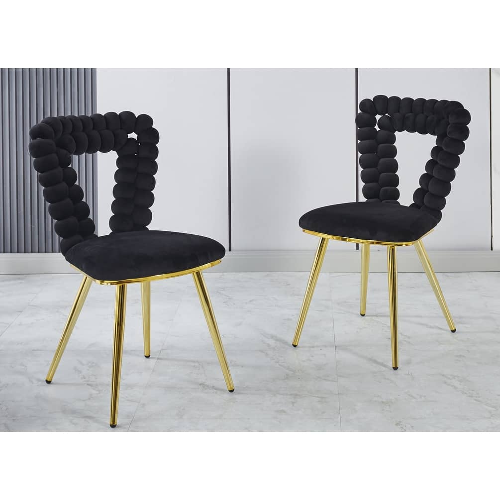 Gold+Black Modern 22.04" Accent Chairs with Iron Tube Legs and Comfortable Backrest (Set of 2)