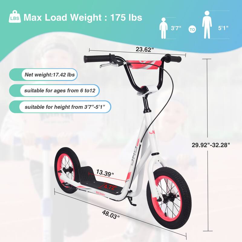 Youth Scooter Kick Scooter for Kids 6+ with Adjustable Handlebar