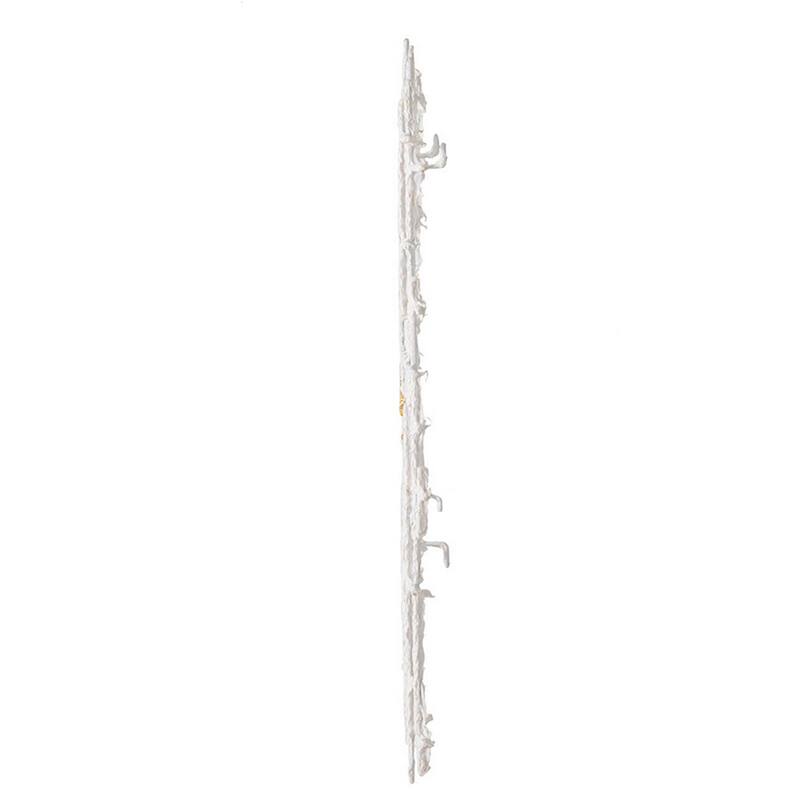 Rio 32 Inch Wall Art Decor, White and Gold Geometric Abstract Design, Iron