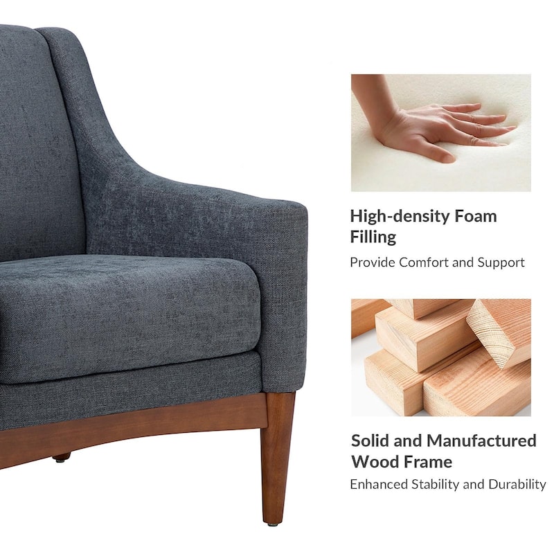Francis Mid-century Modern Upholstered Armchair with Sloped Arms and Solid Wood Legs Set of 2 by HULALA HOME