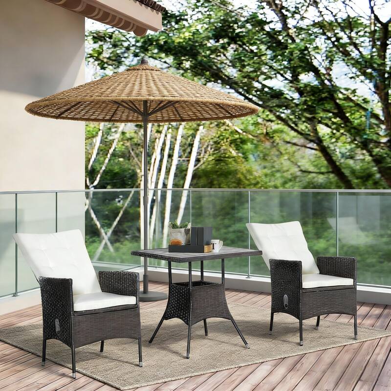 GDFStudio Outdoor Elowen PE Rattan 3-Piece Bistro Set