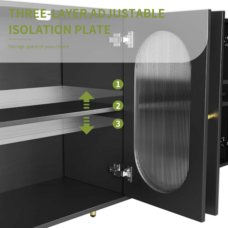 GDFStudio - Metro Modern Storage Accent Sideboard Cabinet with Acrylic Doors and Metal Legs