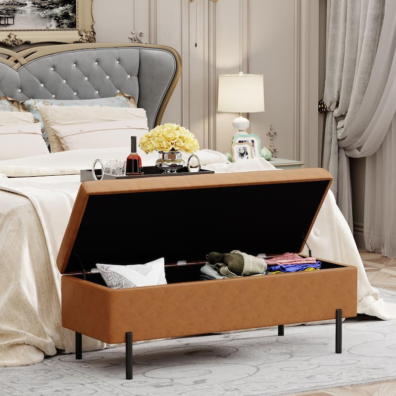 Andeworld End Of Bed Storage Bench,ottoman with storage for living room ...