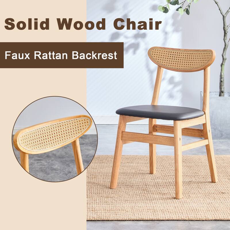 4 The Stylish And Durable Solid Wood Dining Chair, Small Curved Back,Pu Cushion