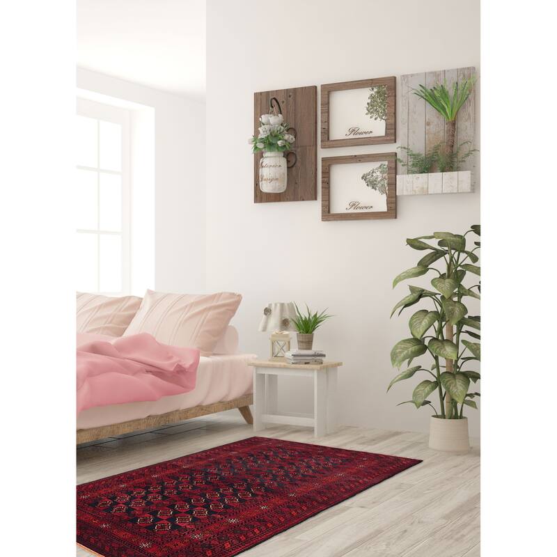 ECARPETGALLERY Hand-knotted Teimani Red Wool Rug - 3'11 x 6'3