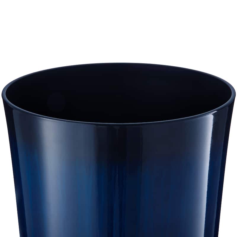 Glitzhome 30"H Set of 2 Tall Plastic Planter Large Flower Pots with Gradient Cobalt Blue / Turquoise Faux Ceramic Finish
