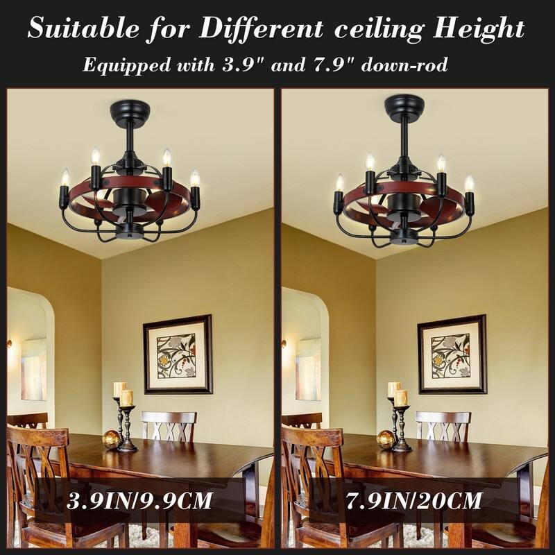 Farmhouse Modern Black LED Dimmable Ceiling Fan with Light and Remote Control 3 ABS Blades DC Motor for Bedroom Living Room