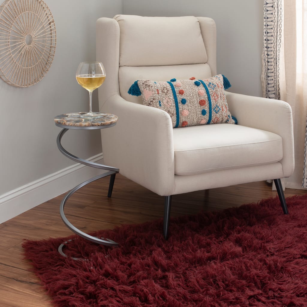 Linon Glazebrooke Glam Sprial Drive Table with Silver Base