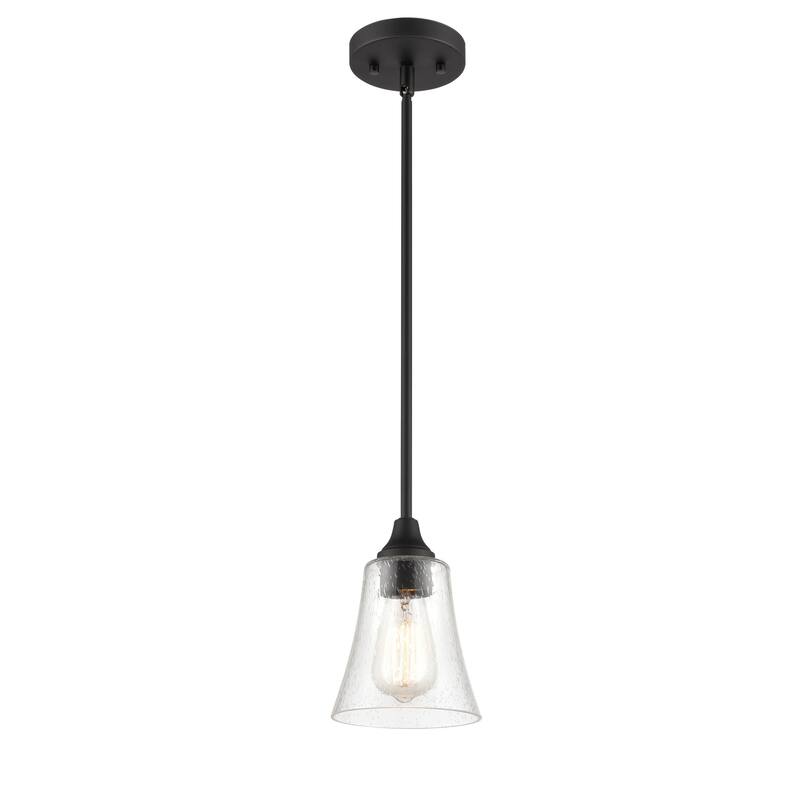 Millennium Lighting Caily 1 Light Pendant in Brushed Nickel or Matte Black with Seeded Glass Shade