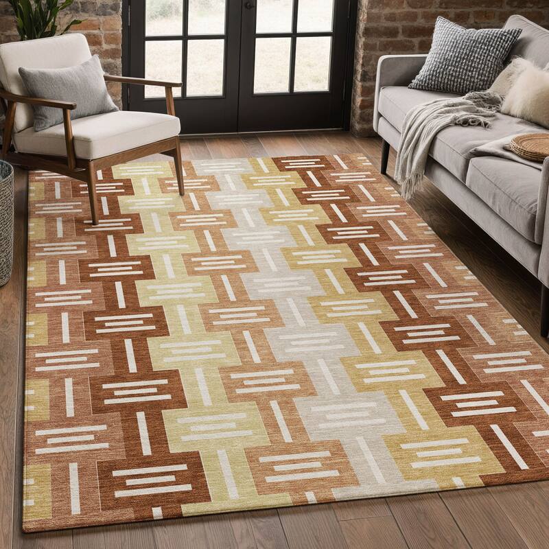 Machine Washable Indoor/ Outdoor Modern Wamego Chantille Rug