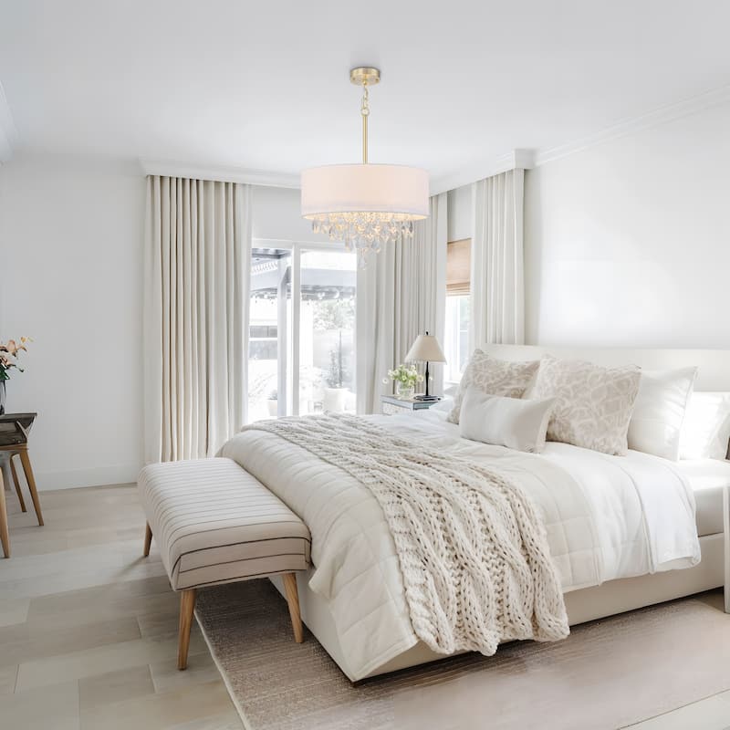 Starsky 5-Light Fabric Drum Chandelier with Crystal Accent