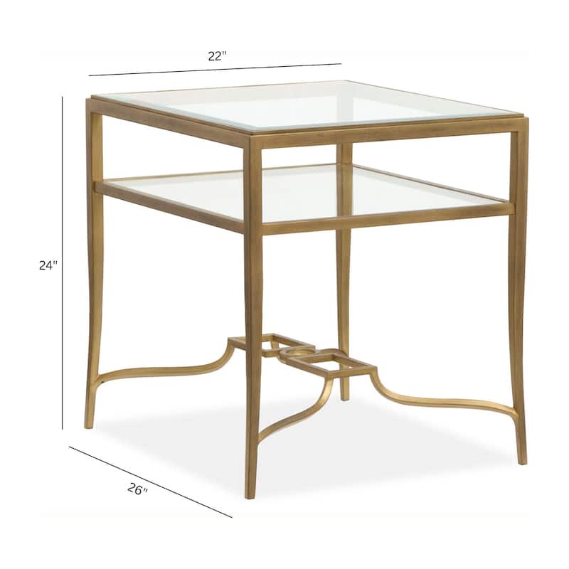 Magnussen Home Lorena Burnished Brass Rectangular End Table - 22''W x 26''D x 24''H