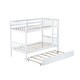 preview thumbnail 9 of 7, White Twin over Twin Rubber Wood Bunk Bed with Trundle, Ladder and Safety Guardrails