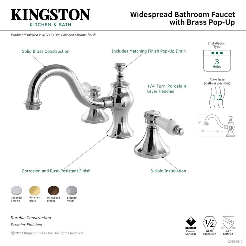 Kingston Brass Victorian Porcelain Widespread Bathroom Faucet