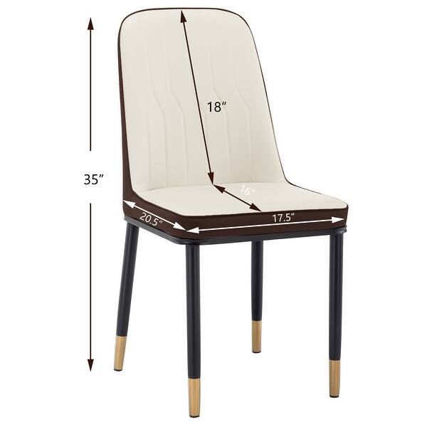 PU Dining Chair With Iron Metal Gold Plated Legs, Suitable For Dining