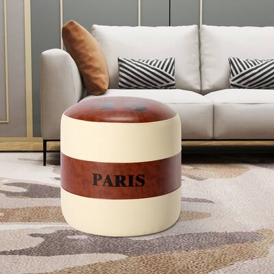 Round leather Ottoman 16.5"