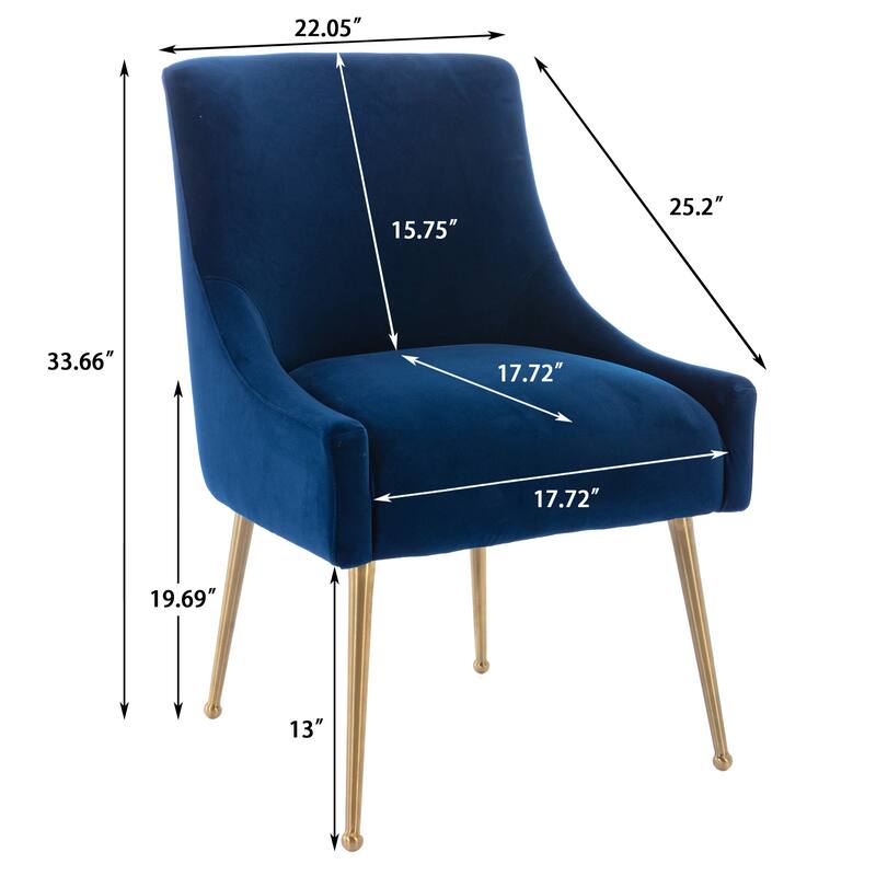 Clihome Stainless Steel Frame Dining Velvet Side Chairs(Set of 2)
