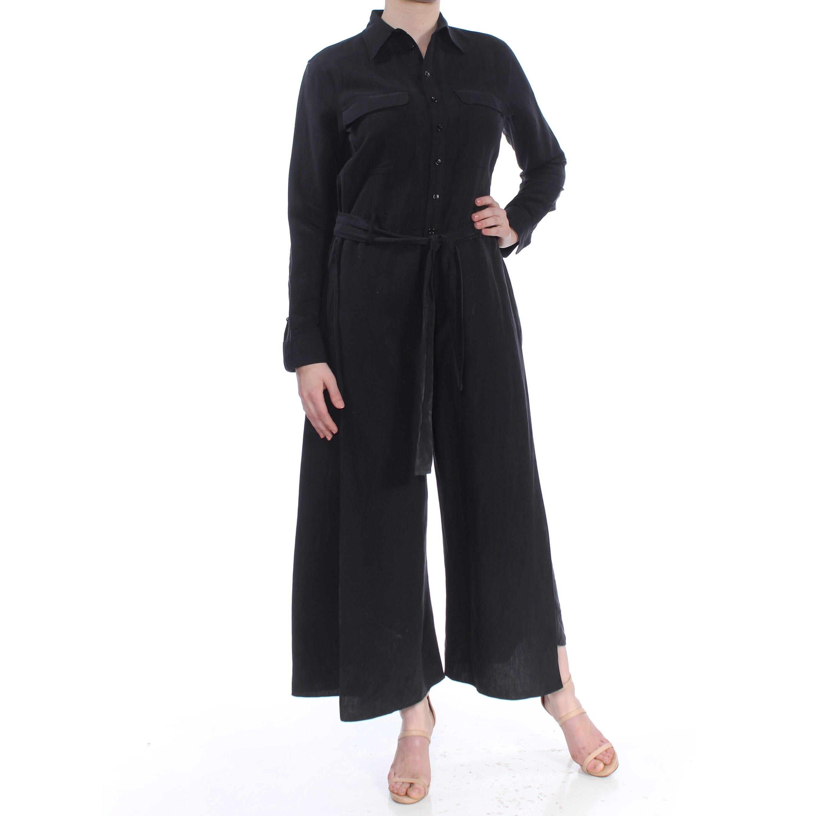 RALPH LAUREN Black Long Sleeve Wide Leg