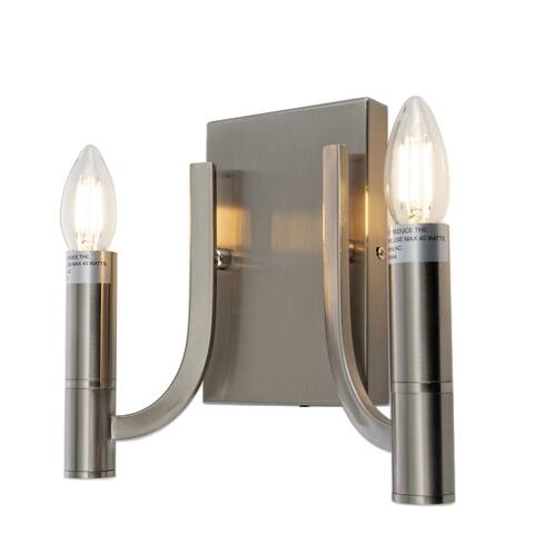 Theory 2-Light Modern Candle Wall Sconce in Brushed Nickel