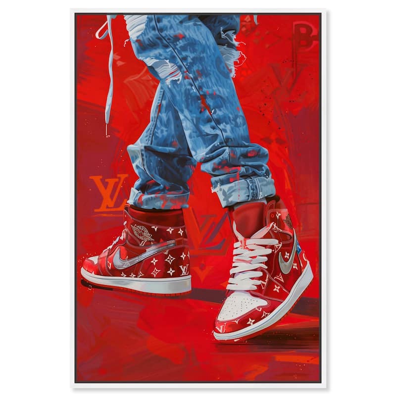 Bold Red Glam Sneakers Canvas by Art Remedy - White - 30" x 45"