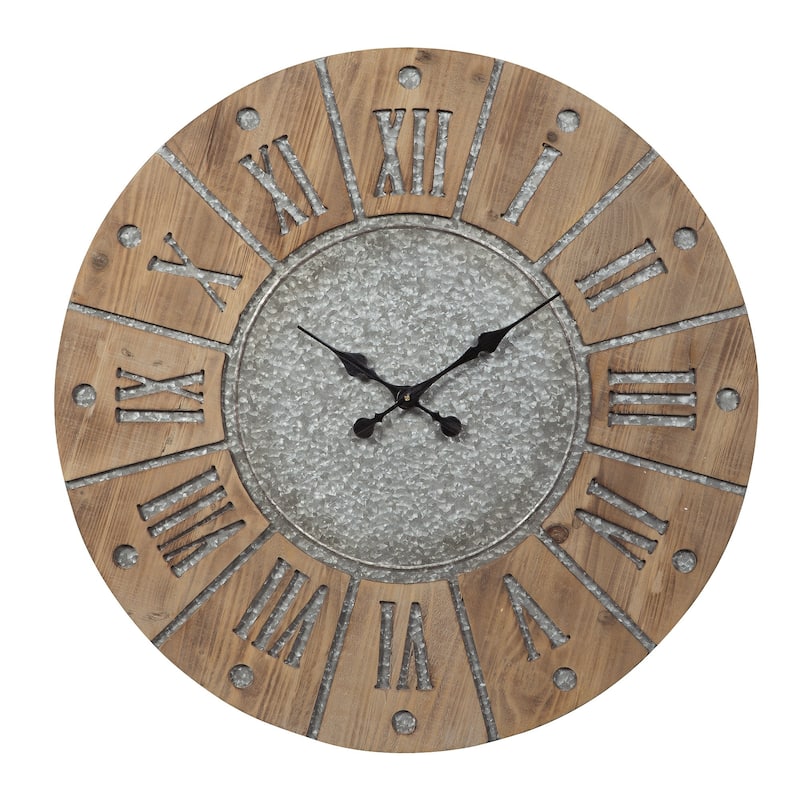 Payson Gray/Brown Modern Farmhouse Wooden Wall Clock - 30.75" W x 1" D x 30.75" H