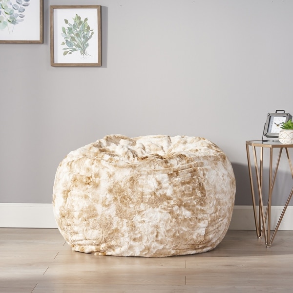 6-foot Soft White Fur Large Oval Microfiber Memory Foam Bean Bag Chair -  Bed Bath & Beyond - 8502975