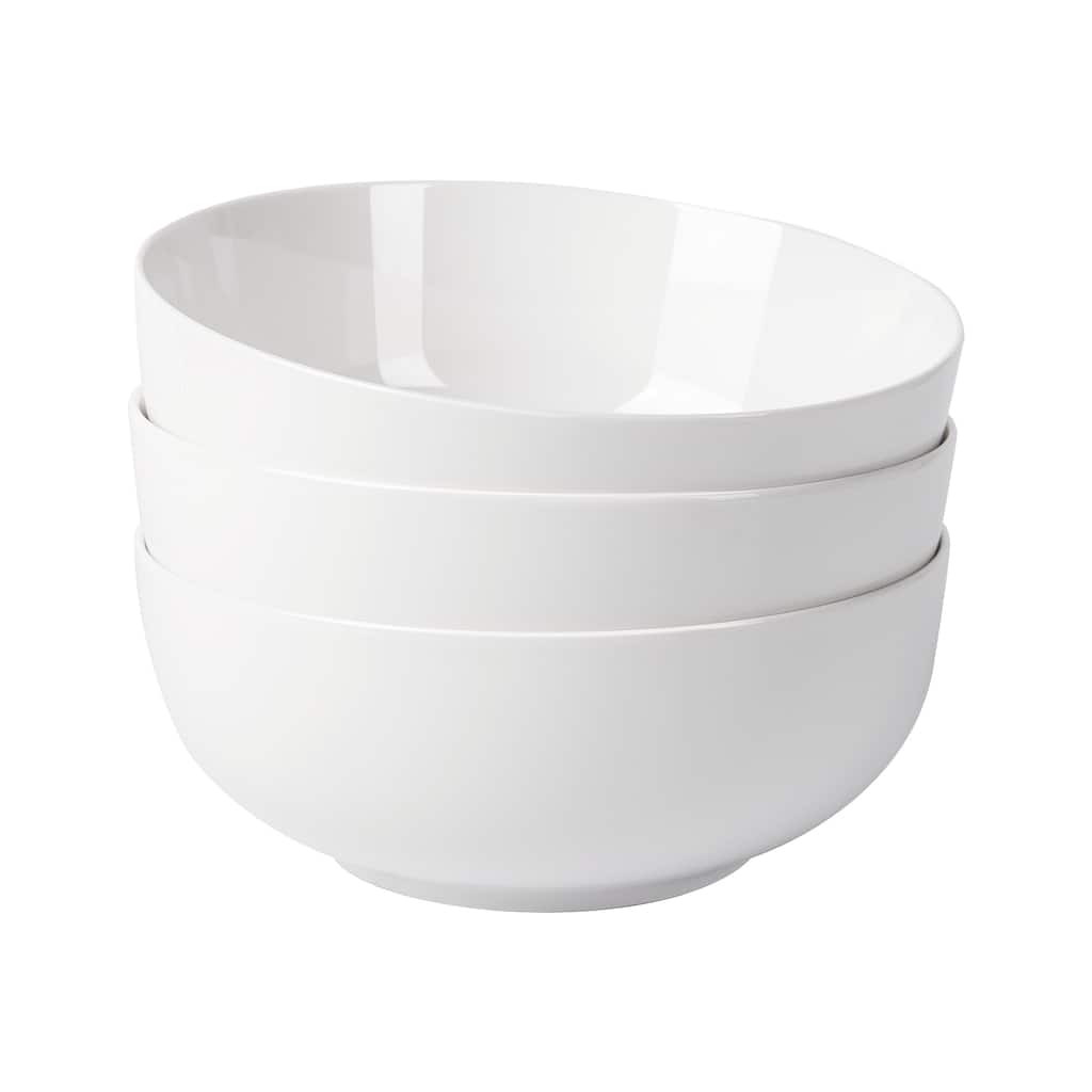3 Pack Large Salad Bowls Set 64 Ounce Porcelain Serving Bowls for Kitchen White Bowl Sets for Salad Soup Mixing Bowls