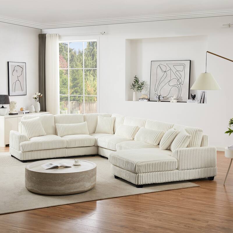 U-shaped Sofa Sectional Sofa Pull-out Sofa Bed with Storage Chaise Lounge and Charging Devices for Living Room