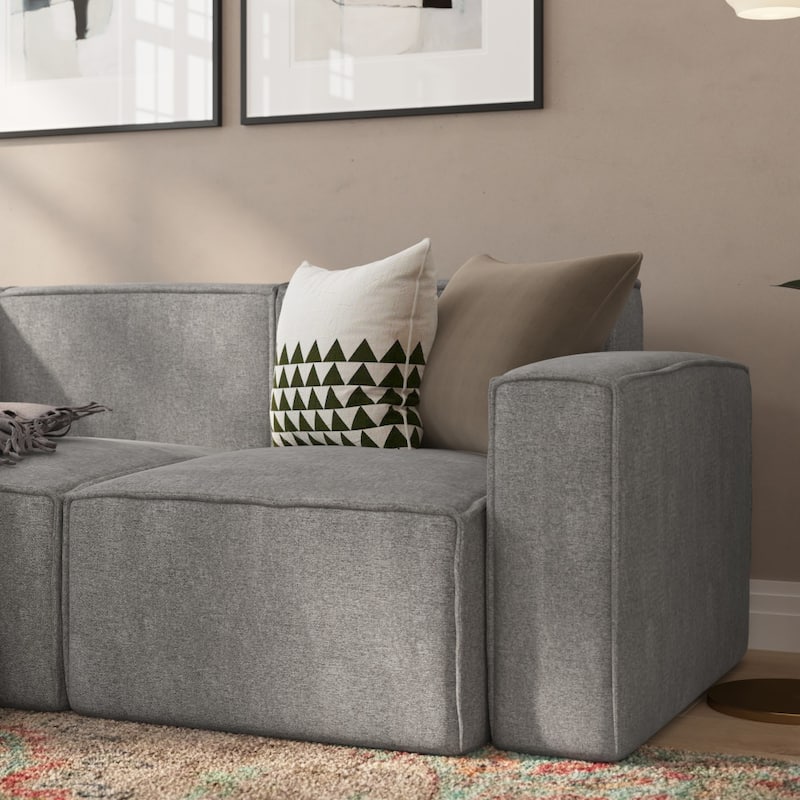 Contemporary Modular Sectional Sofa Right Side Chair with Armrest - 36.75"D x 37.75"W x 28"H - Gray