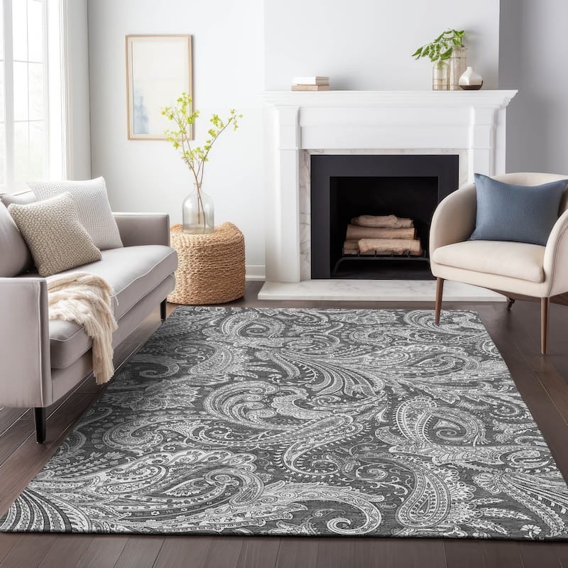 Premium Washable Super Soft Traditional Paisley Mayfield Rug - Gray - 10' x 14' - Rectangle