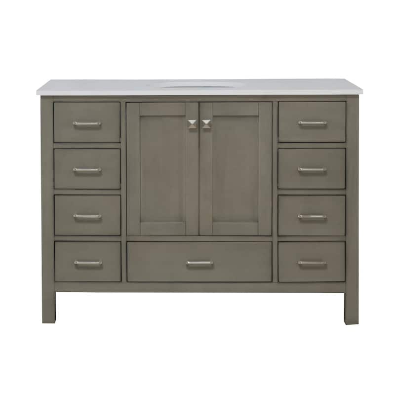 KitchenBathCollection Horizon 48" Bathroom Vanity with Engineered White Top