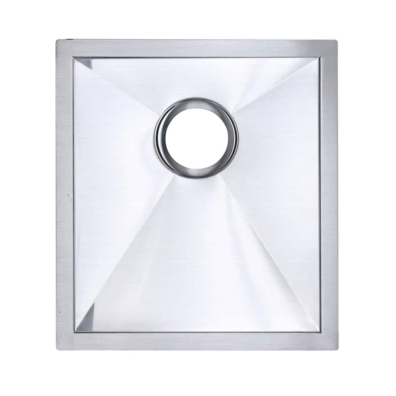 Luxier BBS16-18Z 16" Single Bowl Stainless Steel Undermount Bar Sink - 16
